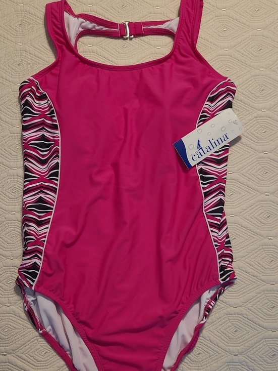 Catalina Other - Catalina Pink Women's One-Piece Swimsuit with Zebra Stripe Panels
